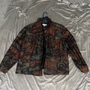 Cold water creek Jean jacket style mixed fall colors.